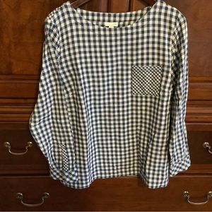 JJill navy and white checked tunic